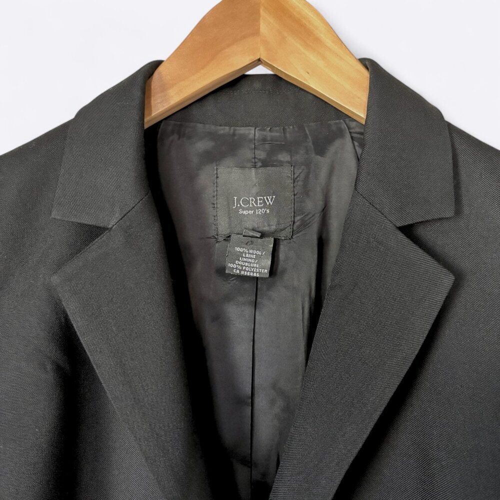 J.Crew Super 120s 100% Wool Blazer Jacket in Black Womens Size 4 Office Normcore - Picture 3 of 11